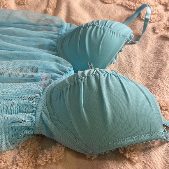 La Vie En Rose | Blue Tulle Babydoll Set - Picture 11 of 11